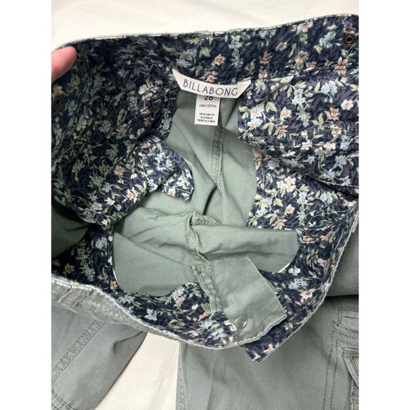 Billabong Womens Cargo Pants Size 28 Green 100 Cotton Utility Pockets - Picture 5 of 14